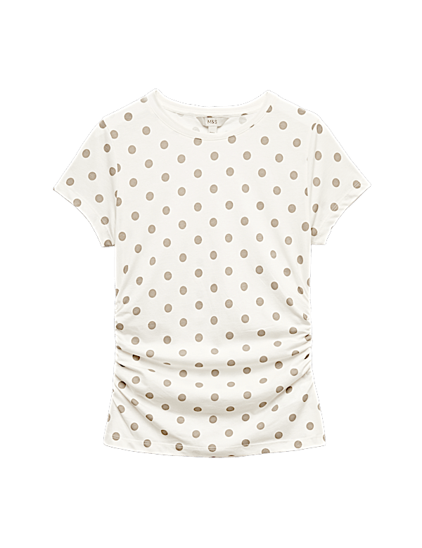 Pure Cotton Slim Fit Ruched T-Shirt