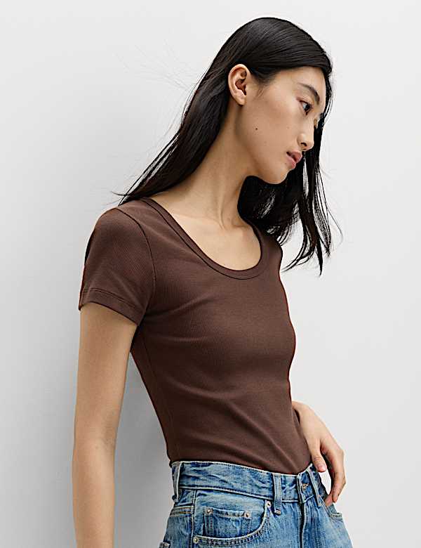 Cotton Rich Scoop Neck Slim Fit T-Shirt