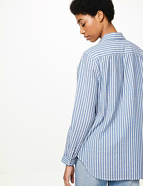 Pure Cotton Striped Button Detail Shirt
