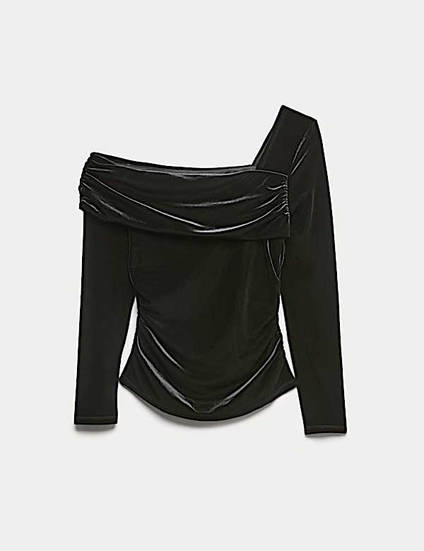 Velvet Asymmetric Neck One Shoulder Top - UA
