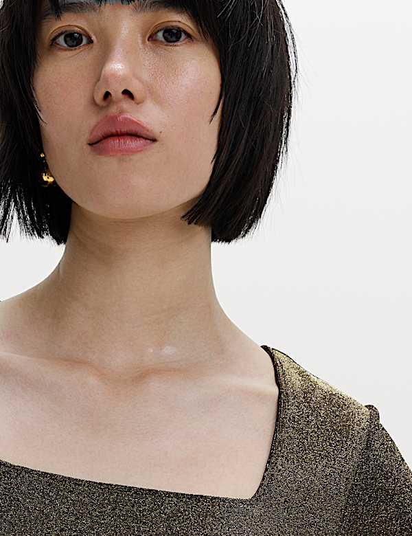 Sparkly Square Neck Top - AT
