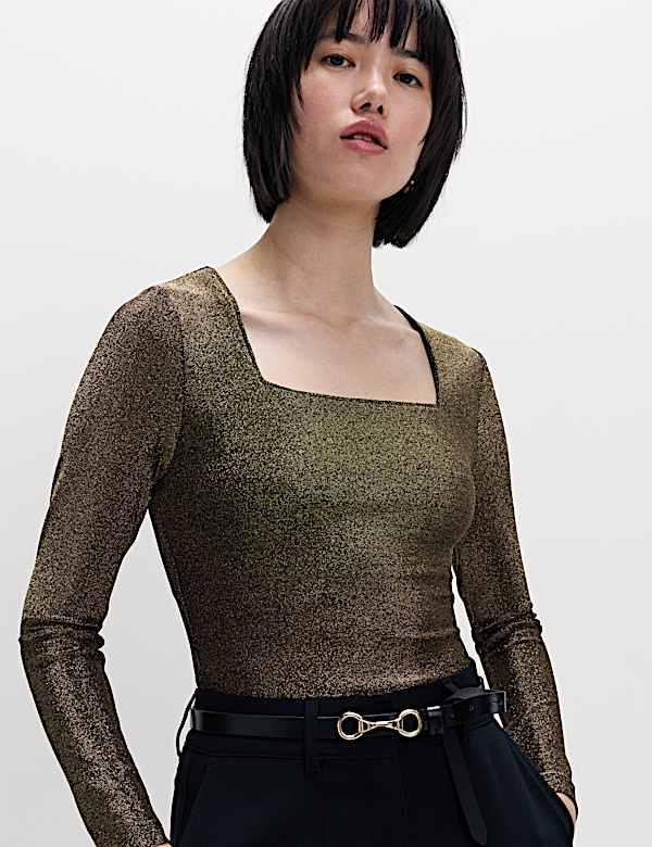 Sparkly Square Neck Top - AT