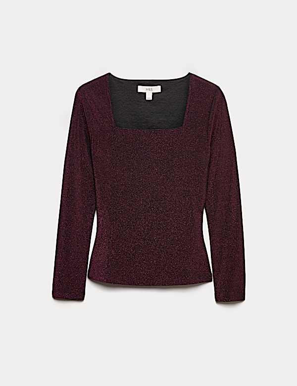 Top de escote cuadrado con brillos - US