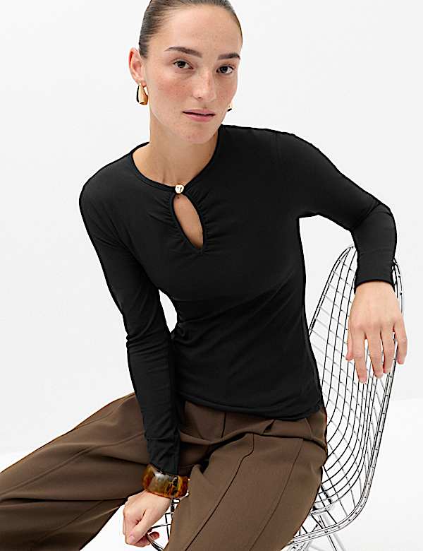 Long Sleeve Cosy Keyhole Top - AU