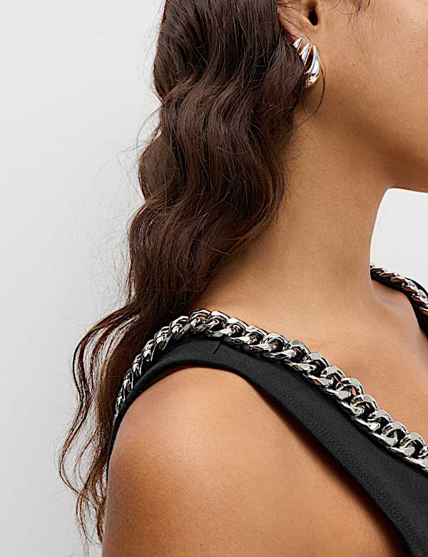 Chain Detail Scoop Neck Cami Top - GR