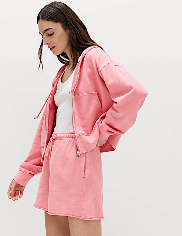 Pure Cotton Garment Dye Zip Up Hoodie - NL