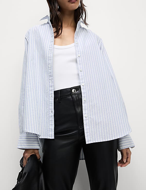 Pure Cotton Striped Collared Shirt
