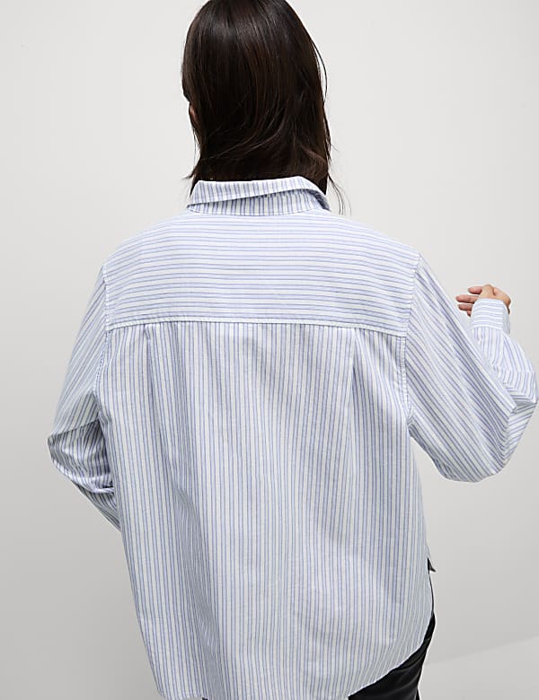 Pure Cotton Striped Collared Shirt