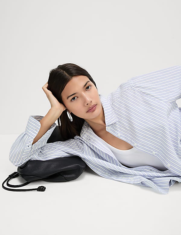 Pure Cotton Striped Collared Shirt