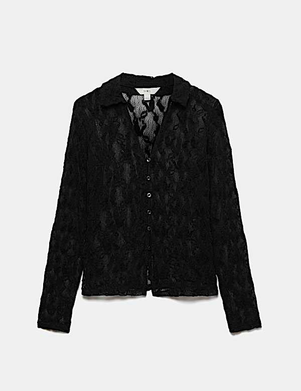 Flocked Button Through Shirt - NO