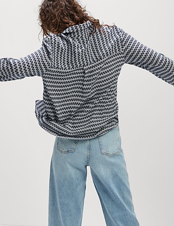 Geometric Collared Button Through Shirt