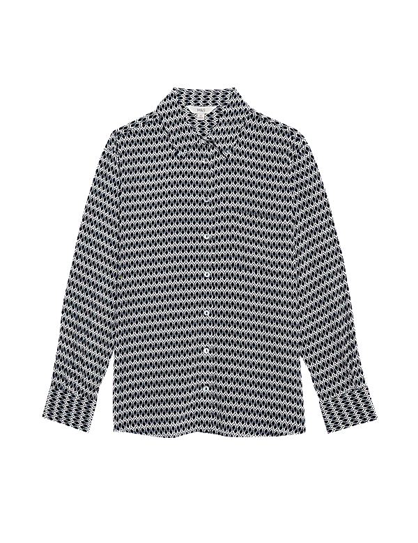 Geometric Collared Button Through Shirt