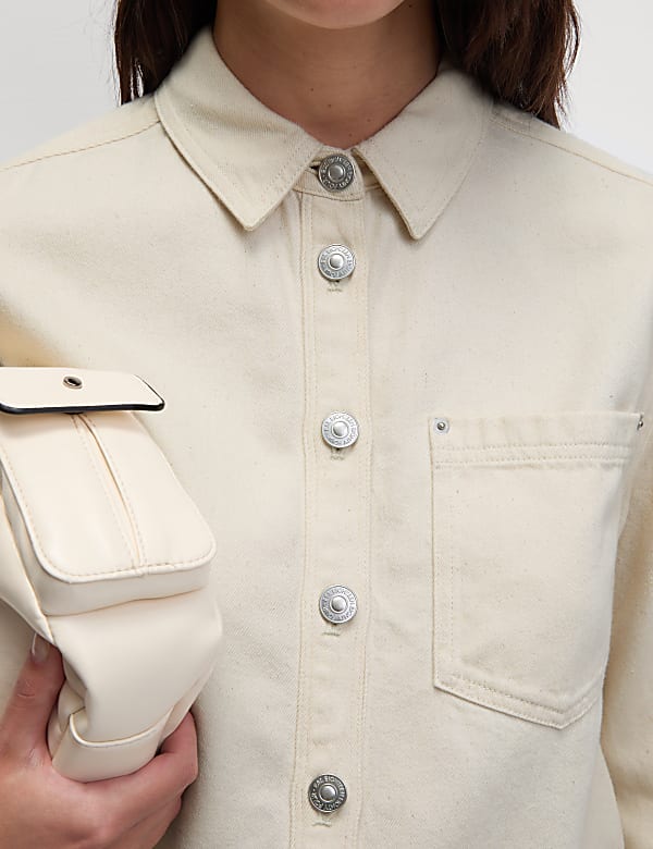 Cotton Rich Denim Collared Shirt
