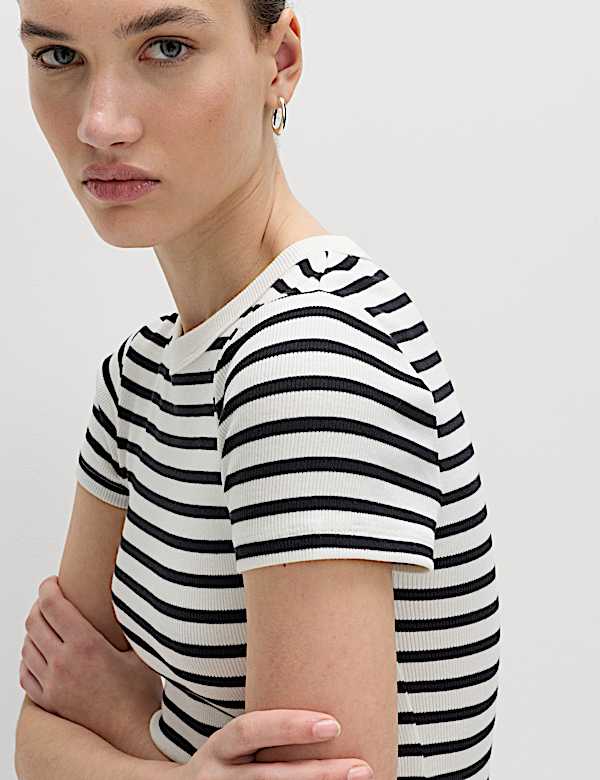 מארז 3 חולצות טי מבד ריב עשיר בכותנה בגזרה צרה - IL