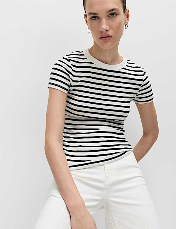 3 Pack Cotton Rich Ribbed Slim Fit T-Shirts - KR