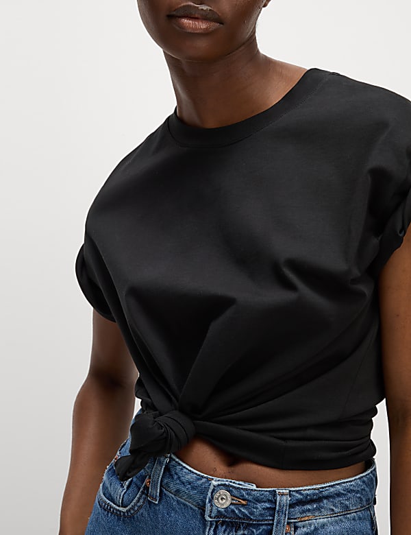 חולצת טי אוברסייז מכותנה טהורה עם הדפס גרפי - IL