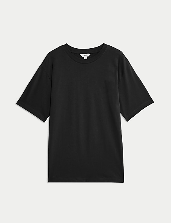 חולצת טי אוברסייז מכותנה טהורה עם הדפס גרפי - IL