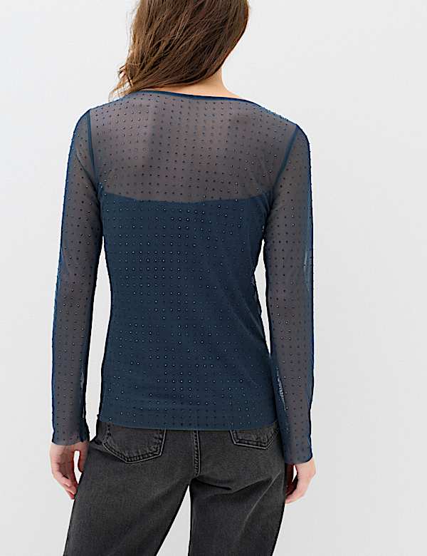 Mesh Sparkly Regular Fit Top - NZ