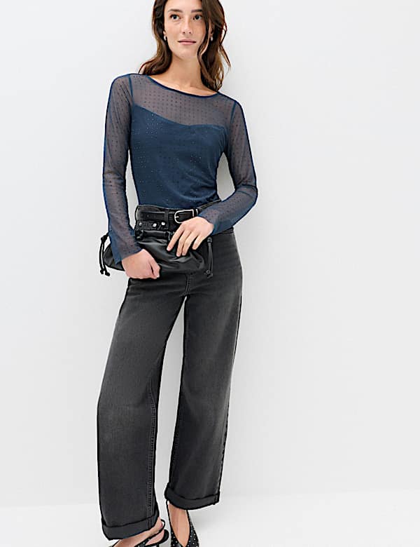 Mesh Sparkly Regular Fit Top - NZ