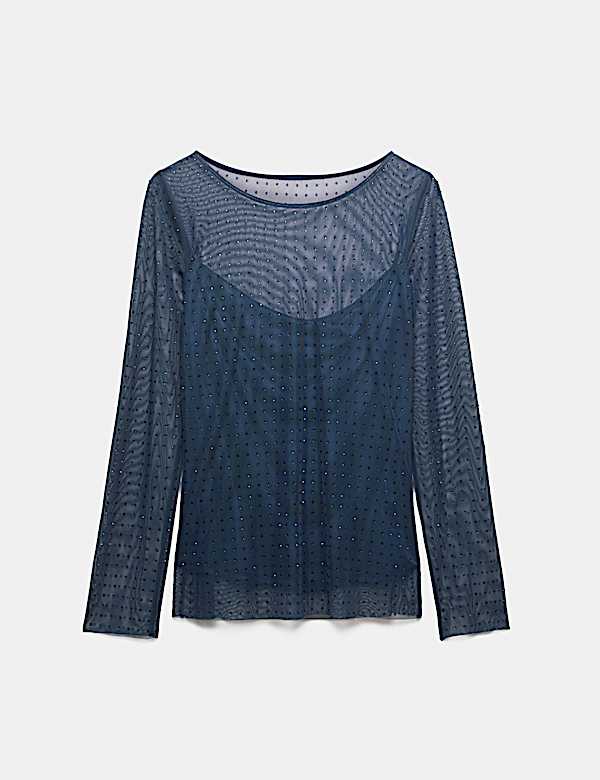 Mesh Sparkly Regular Fit Top - NZ