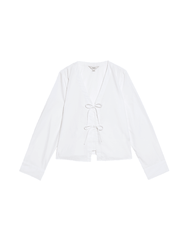 Pure Cotton Tie Front Blouse