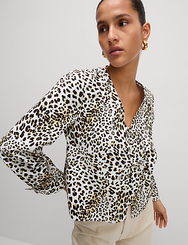 Pure Cotton Printed Tie Front Top
