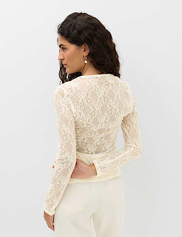 Lace Crew Neck Regular Fit Top - NO