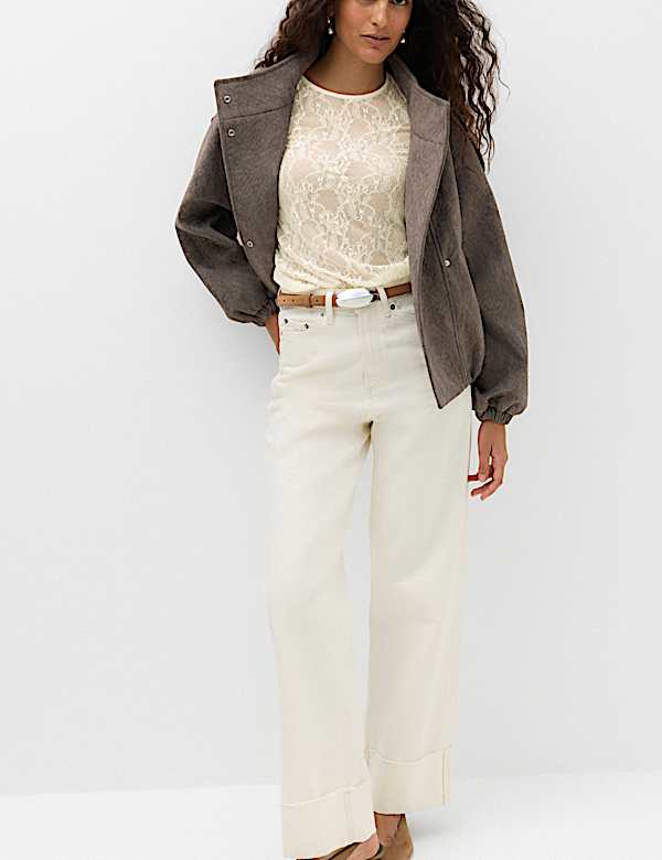Lace Crew Neck Regular Fit Top - NO