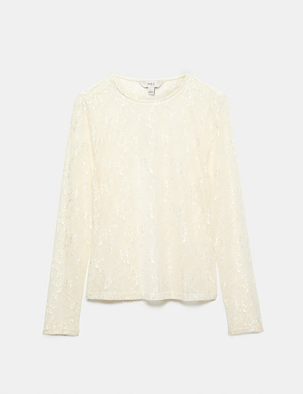 Lace Crew Neck Regular Fit Top - NO