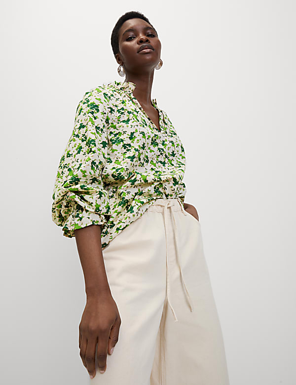 Pure Cotton Floral Printed Blouse