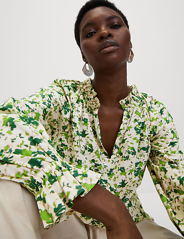 Pure Cotton Floral Printed Blouse