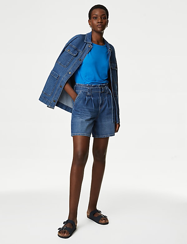Linen Blend Crew Neck Top