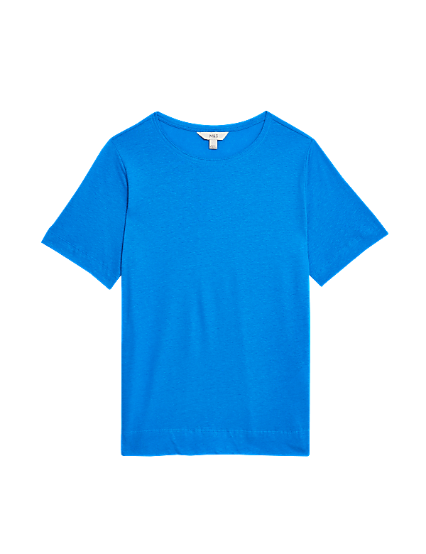 Linen Blend Crew Neck Top