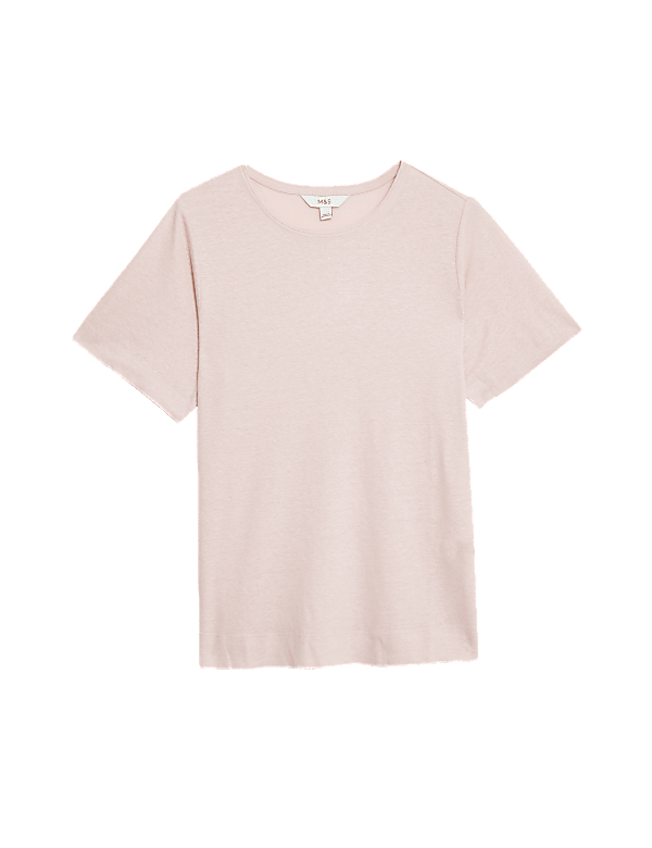 Linen Blend Crew Neck Top