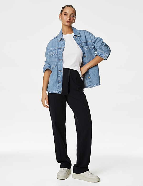 Linen Blend Crew Neck Top