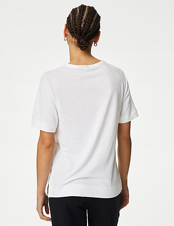 Linen Blend Crew Neck Top
