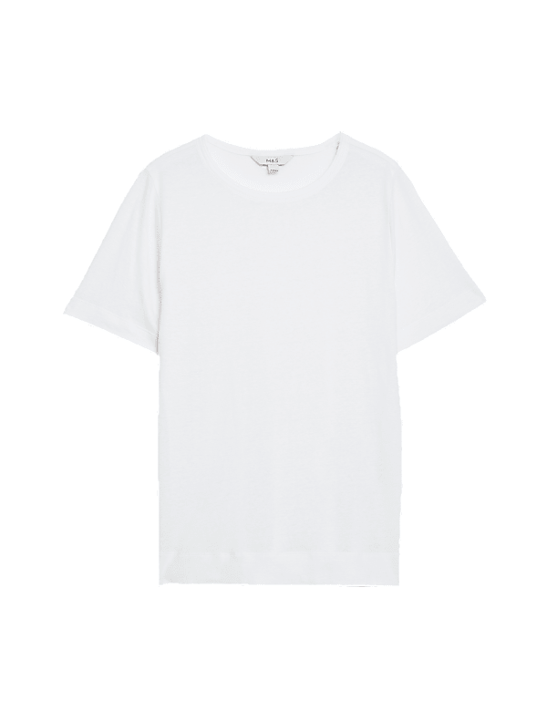 Linen Blend Crew Neck Top