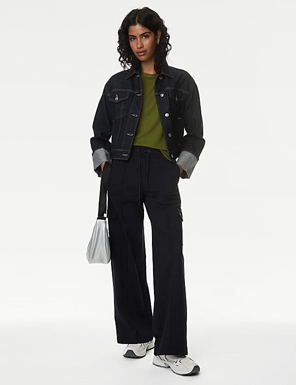 Linen Blend Crew Neck Top