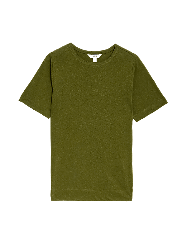 Linen Blend Crew Neck Top