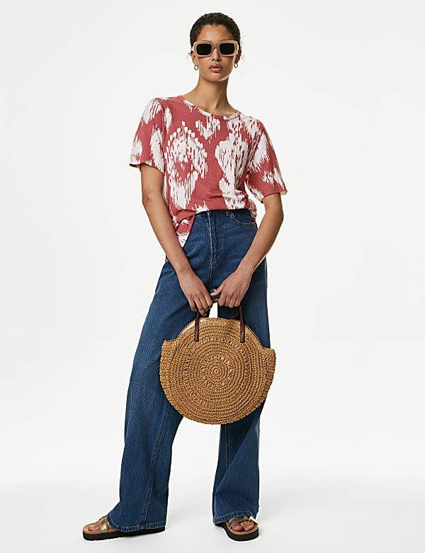Linen Blend Printed Top