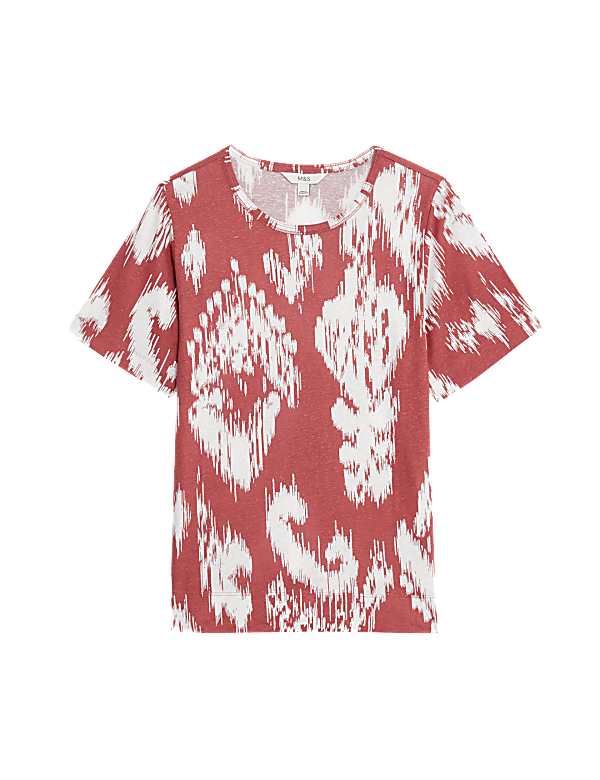 Linen Blend Printed Top