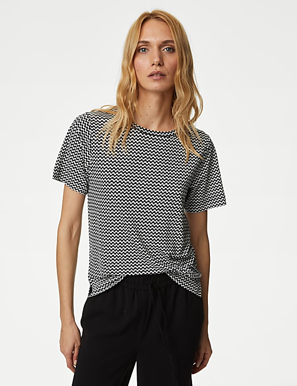 Linen Blend Printed Top