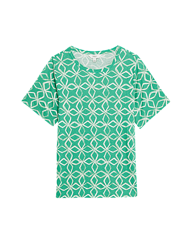 Linen Blend Printed Top