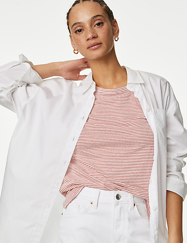 Linen Blend Striped T-Shirt