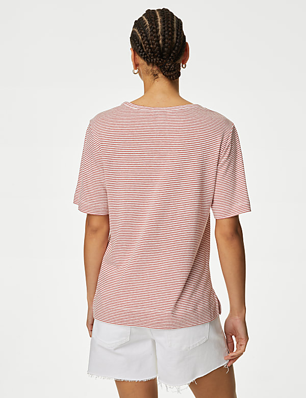 Linen Blend Striped T-Shirt