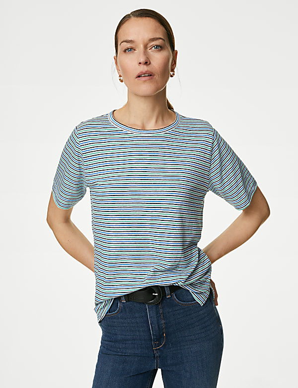 Linen Blend Striped T-Shirt - VN