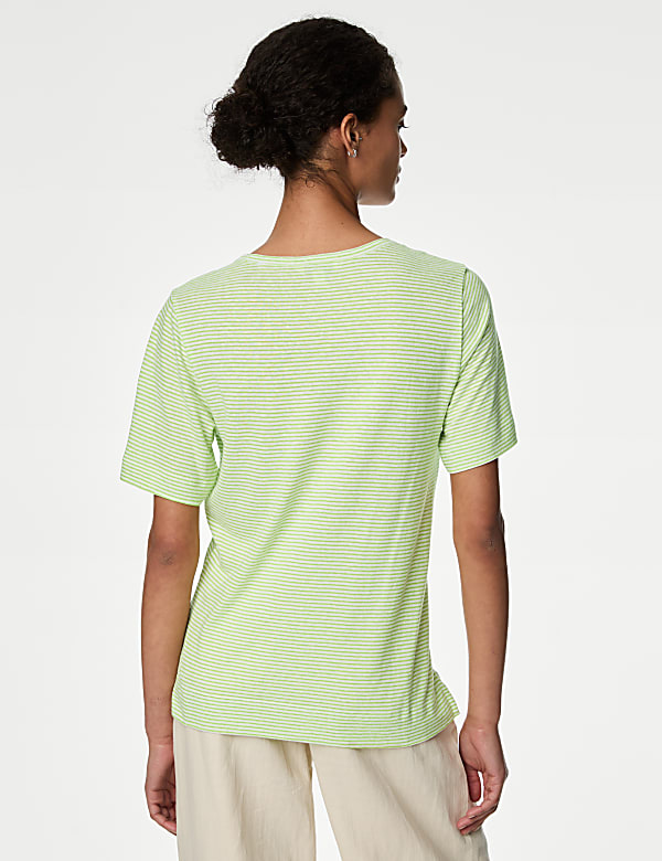 Linen Blend Striped T-Shirt