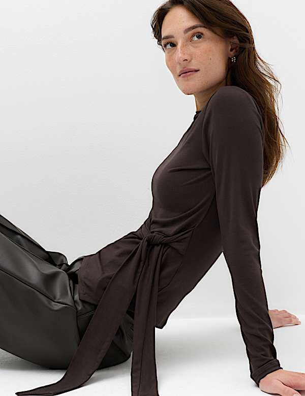 Cosy Tie Front Regular Fit Top - AU