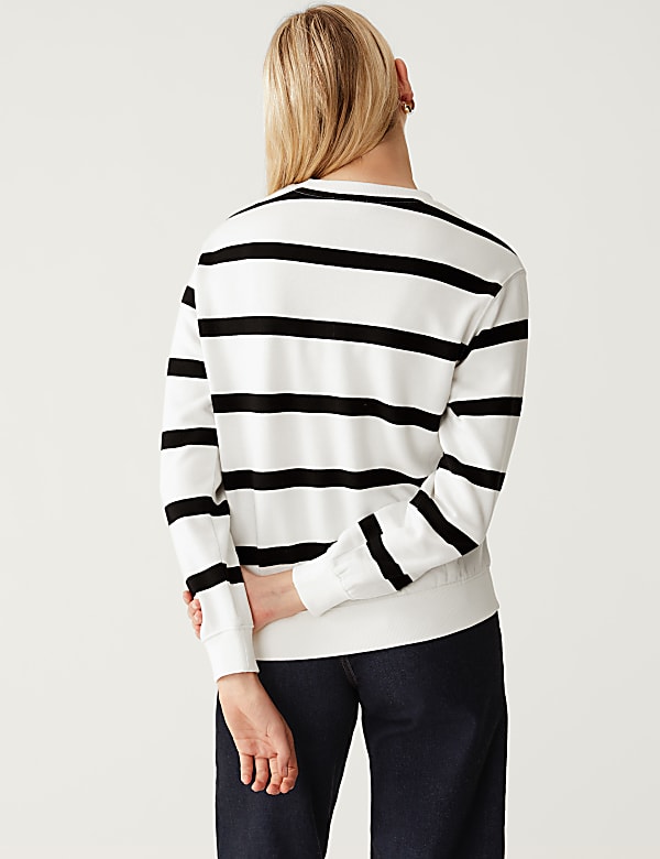 Cotton Rich Striped Crew Neck Sweatshirt