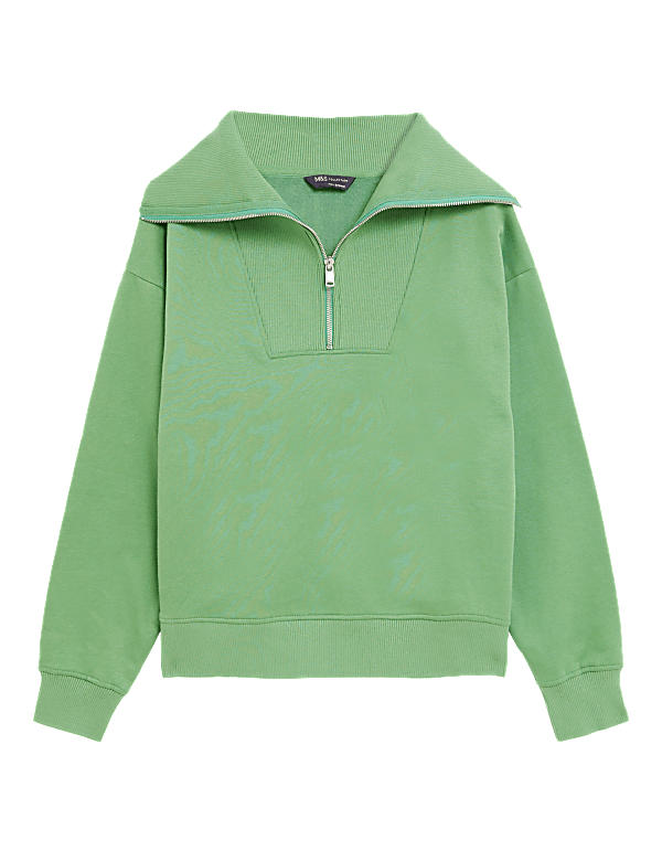 Cotton Rich Collared Zip Up Sweatshirt